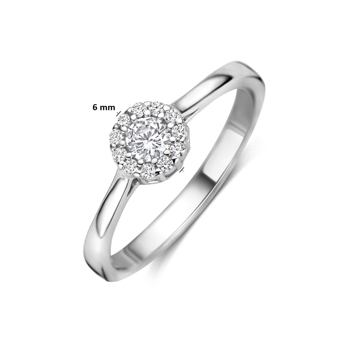 Bague en argent pour femme avec zircone taillée en brillant en sertissage entourage
