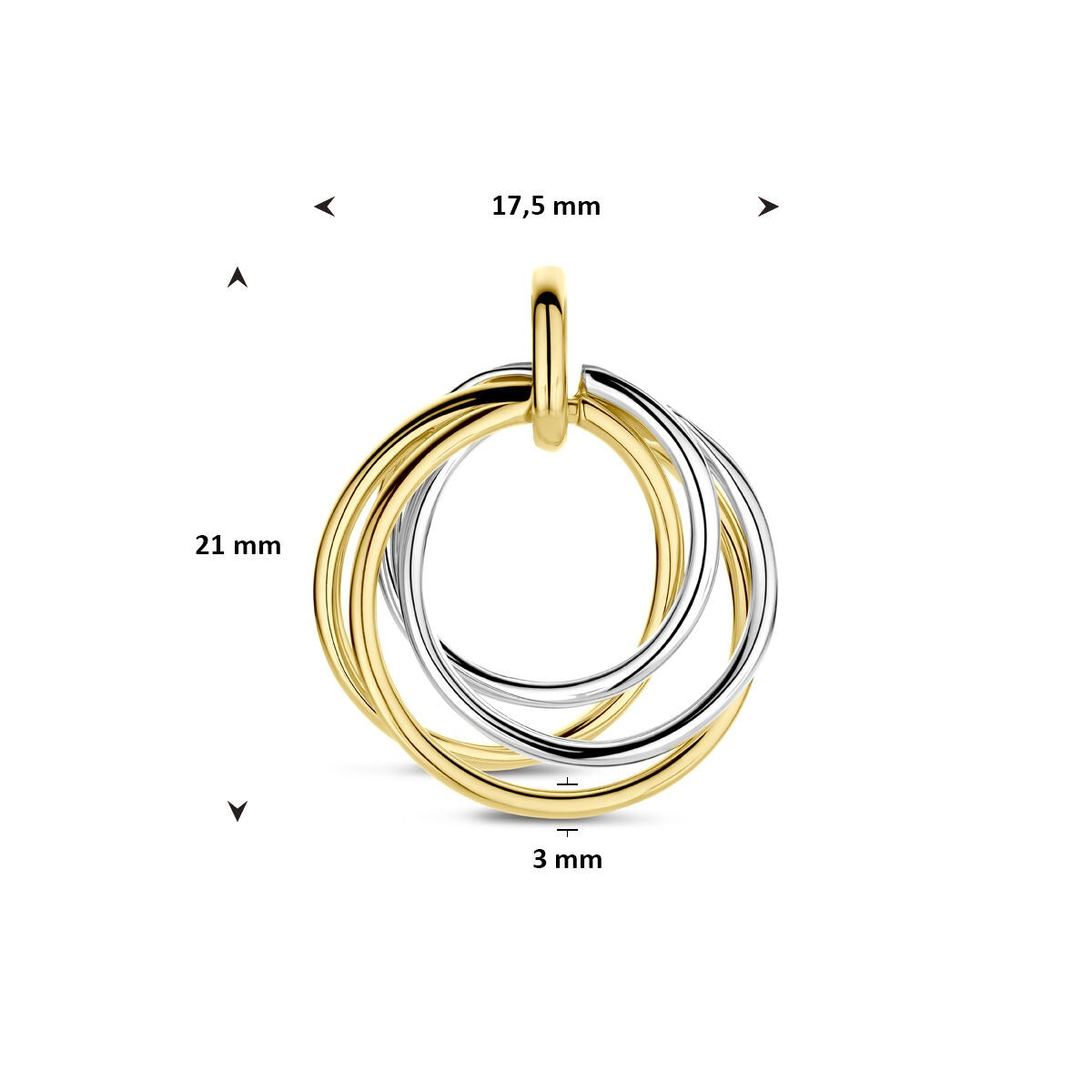 pendentif bicolore en or jaune et or blanc – pour femme 21 mm