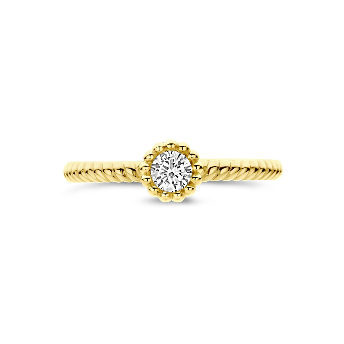 9k Geelgouden ring met zirkonia