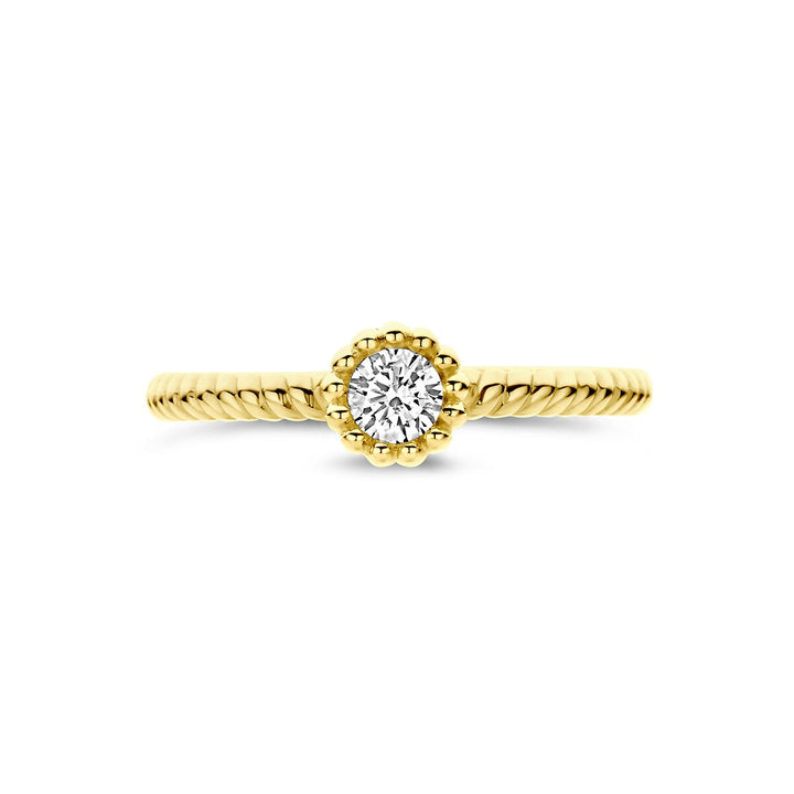 9k Geelgouden ring met zirkonia