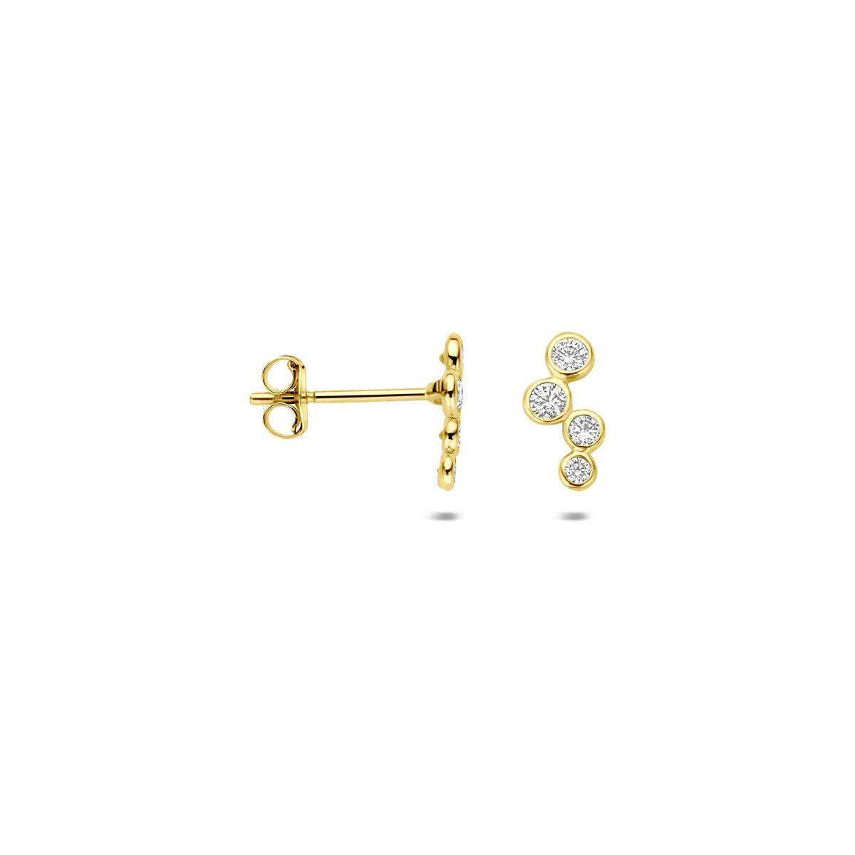 Puces d'oreilles en or jaune avec zircone – 14k