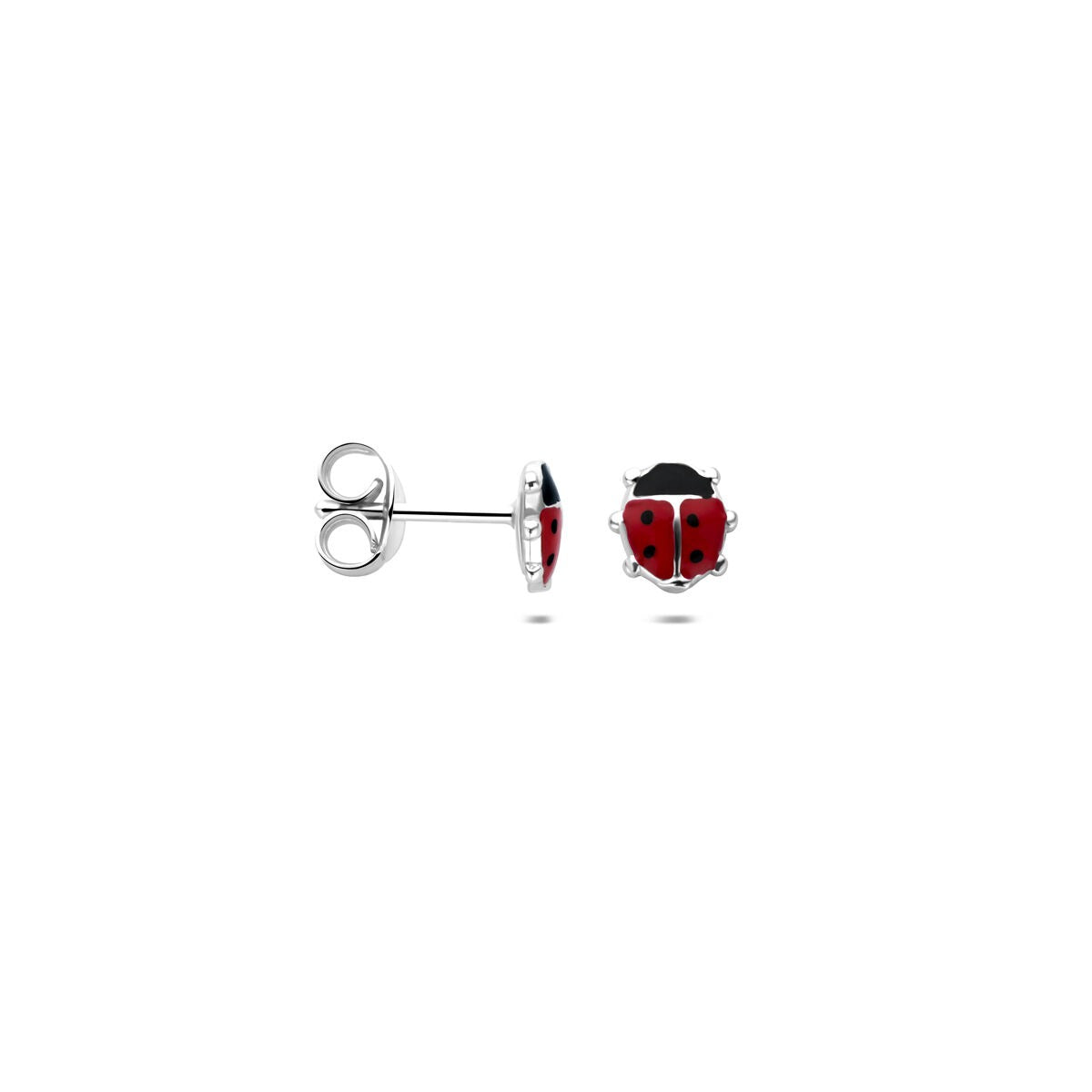 Puces d'oreilles pour enfant coccinelle rhodiées 6 mm