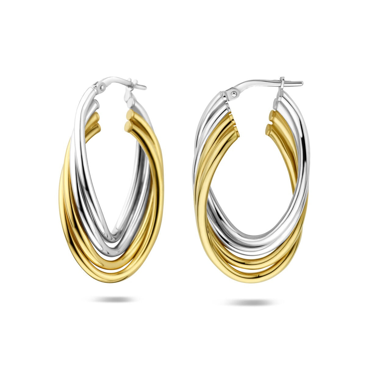 Créoles ovales en argent plaqué or et rhodié bicolores – contrastes élégants