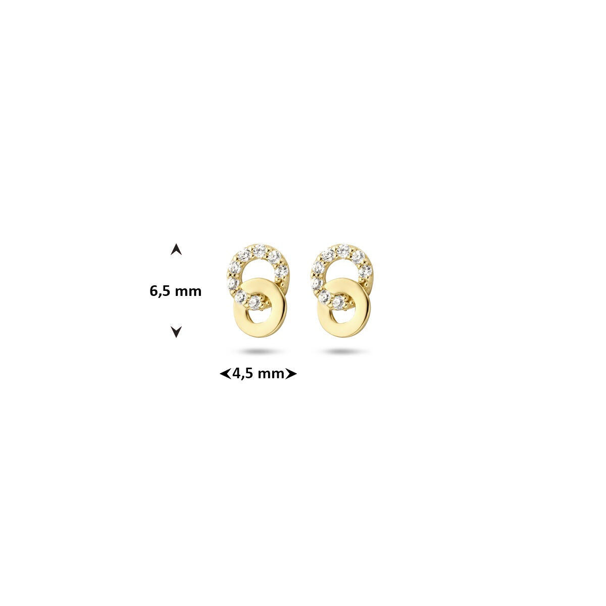 Puces d'oreilles en or avec zircone – 14k, sertissage entourage