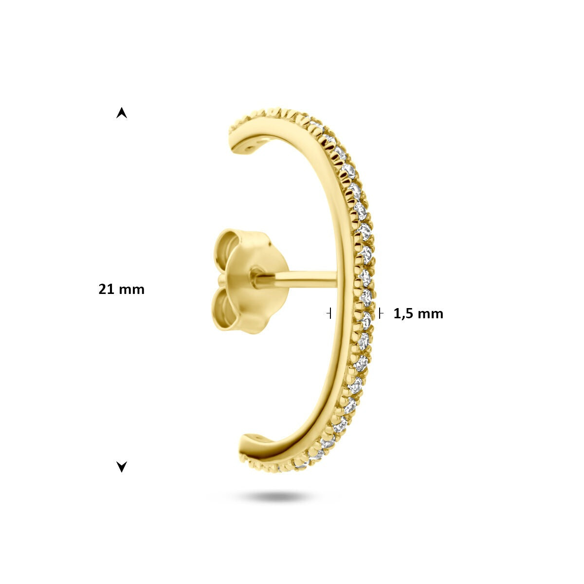 Boucle d'oreille suspendue en argent 925 plaqué or avec zircone