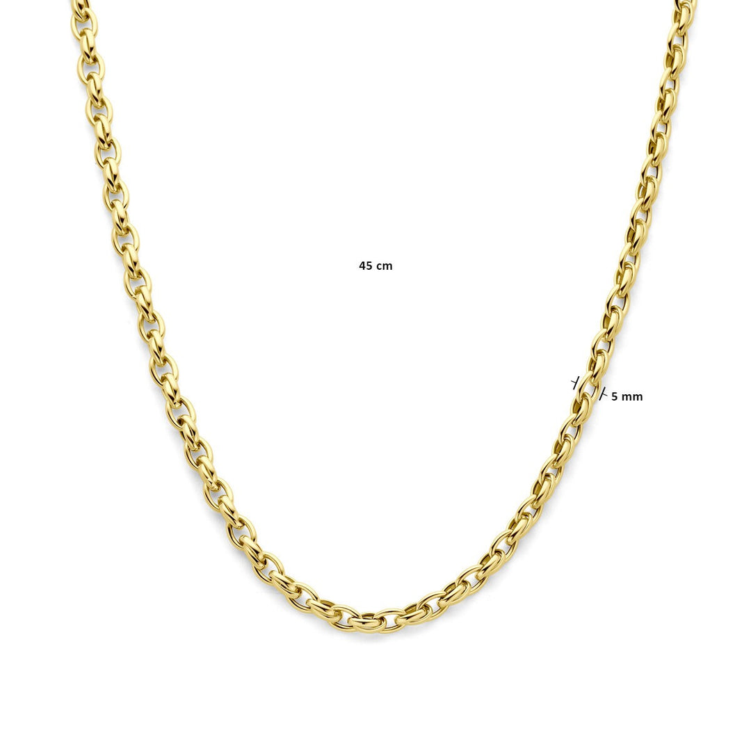 9k Geelkleurig collier met fantasie schakel 45 cm