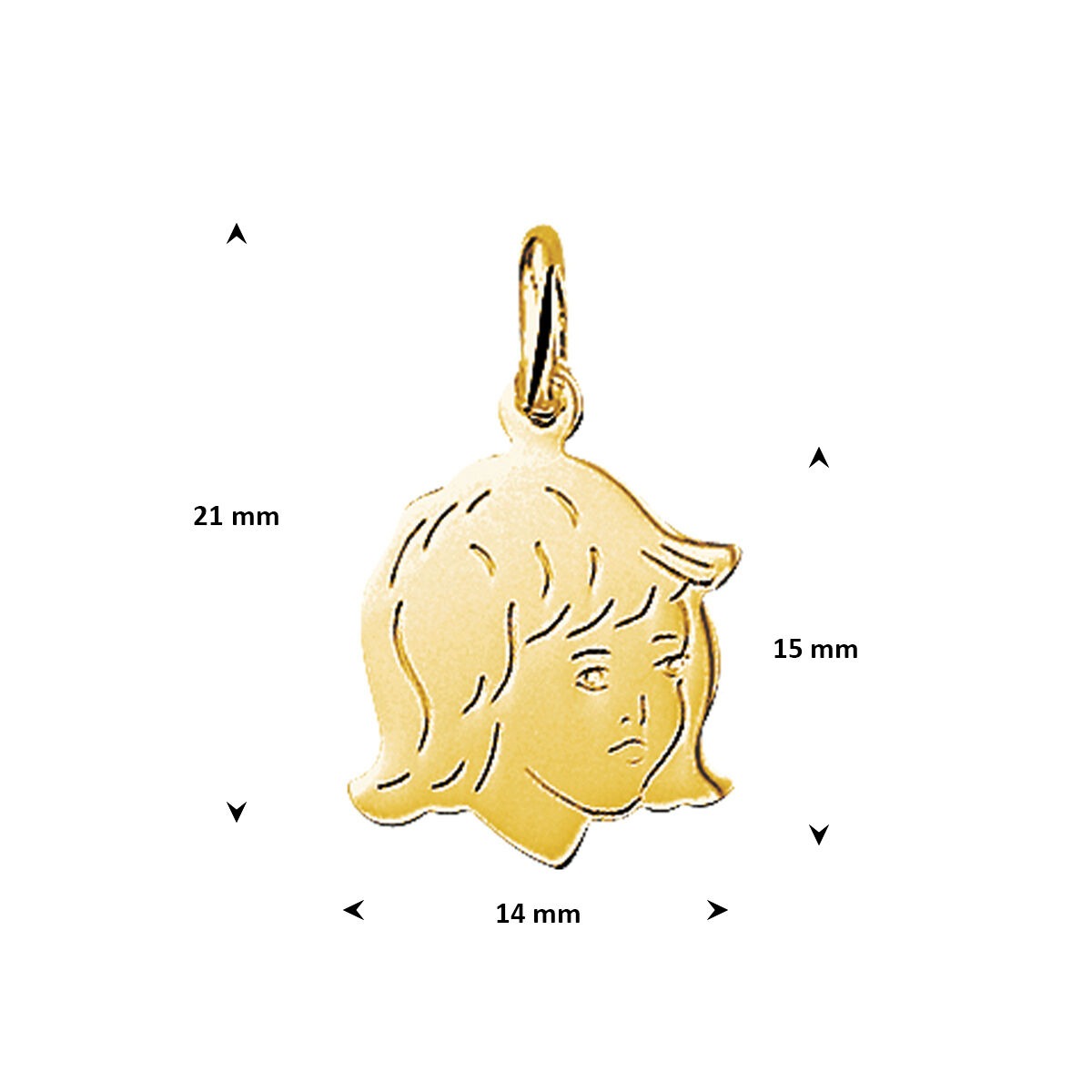 pendentif en or jaune 9k tête d'enfant