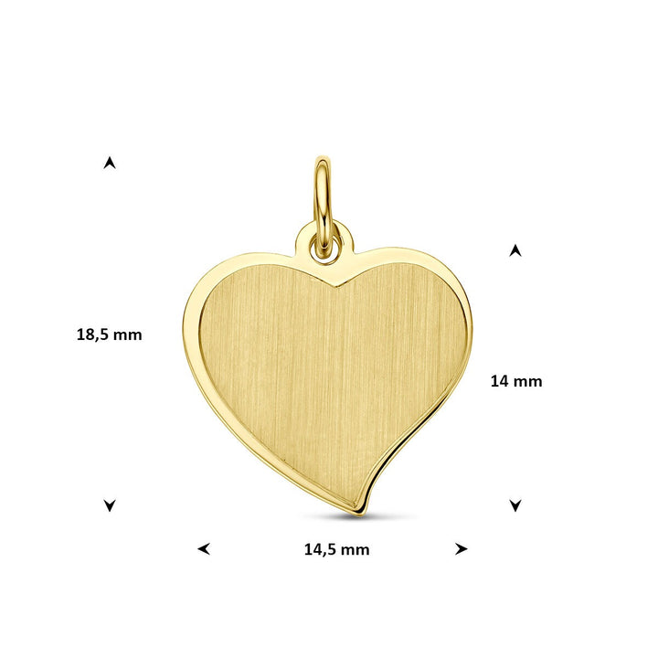 9k Geelgouden hart graveerhanger