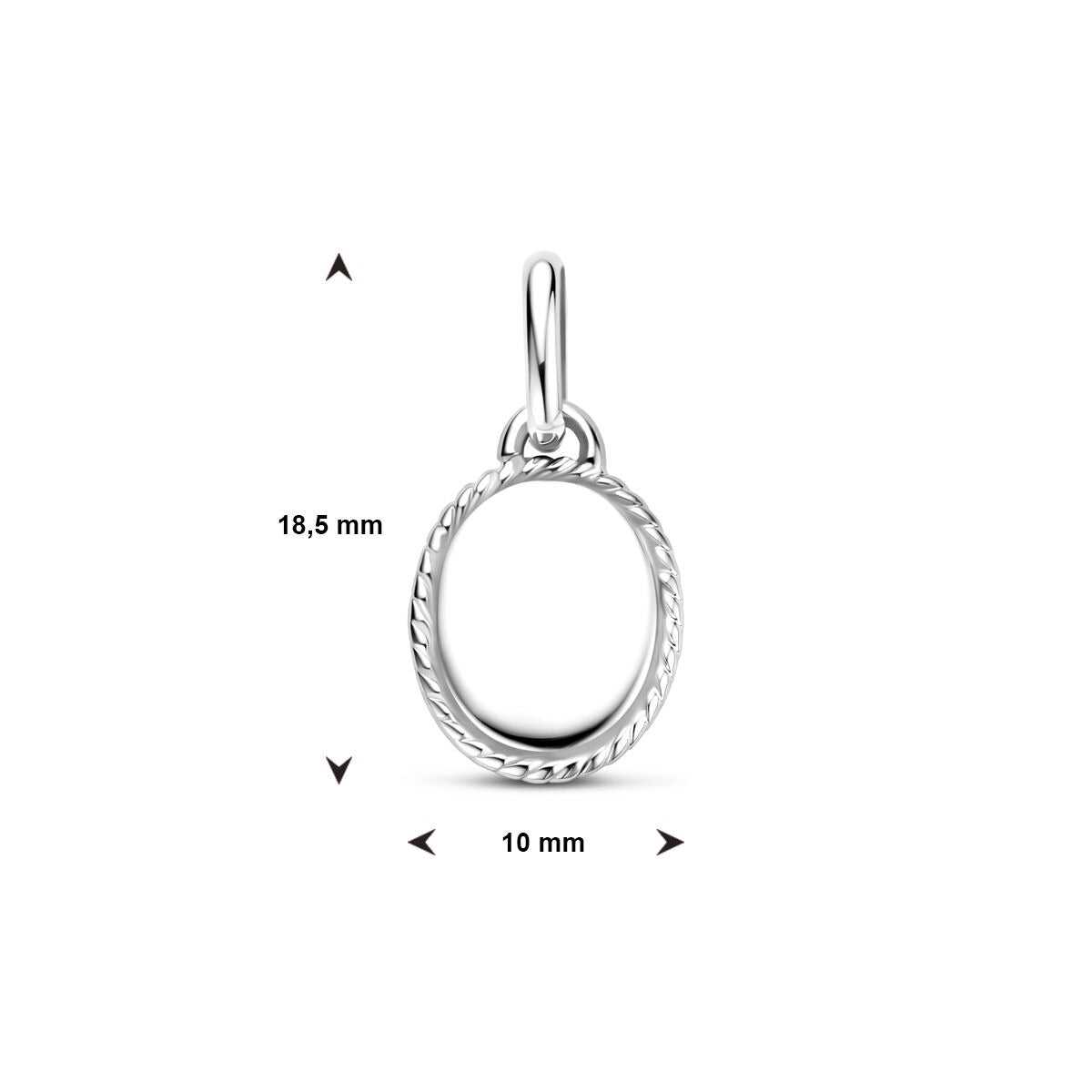 Pendentif gravé rhodié argent ovale – 21mm