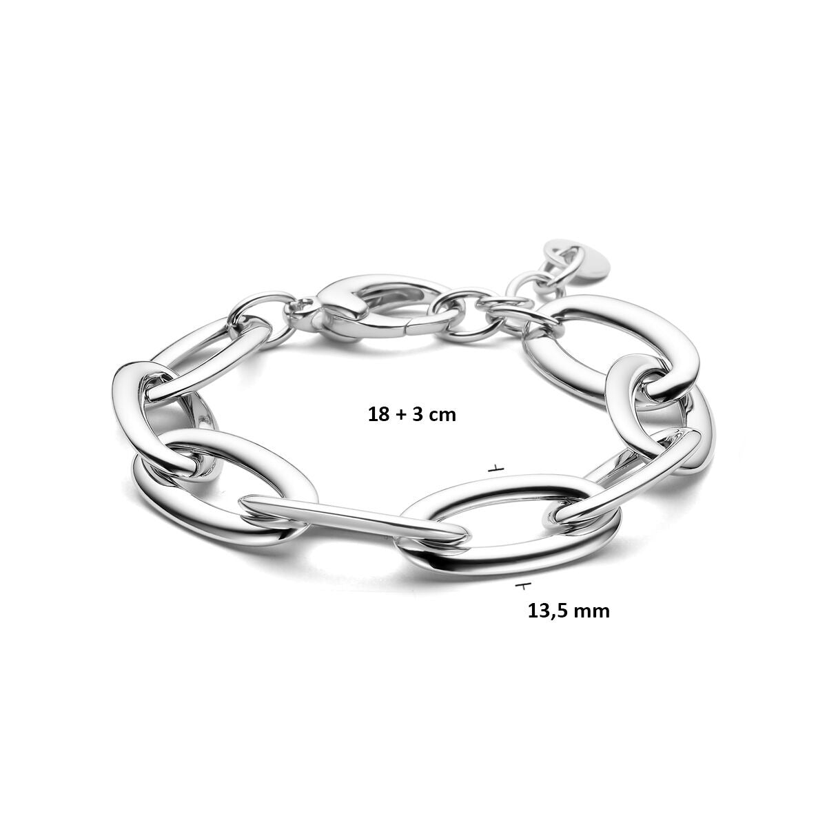 Bracelet pour femme en argent – maille ancre rhodiée 13,5 mm