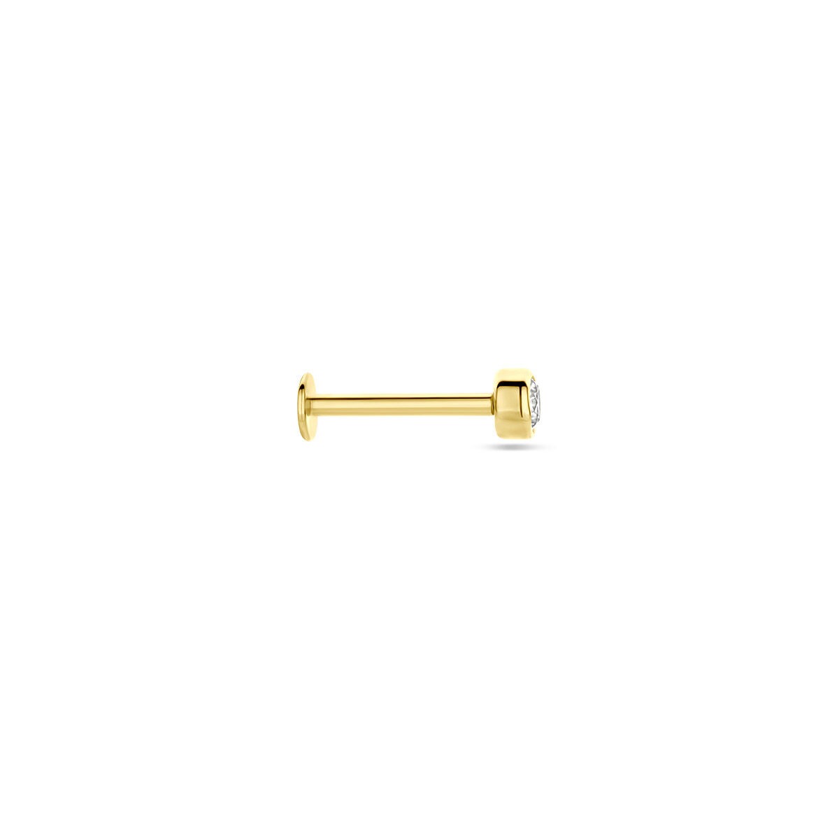 piercing en or jaune 9k avec zircone 3 mm