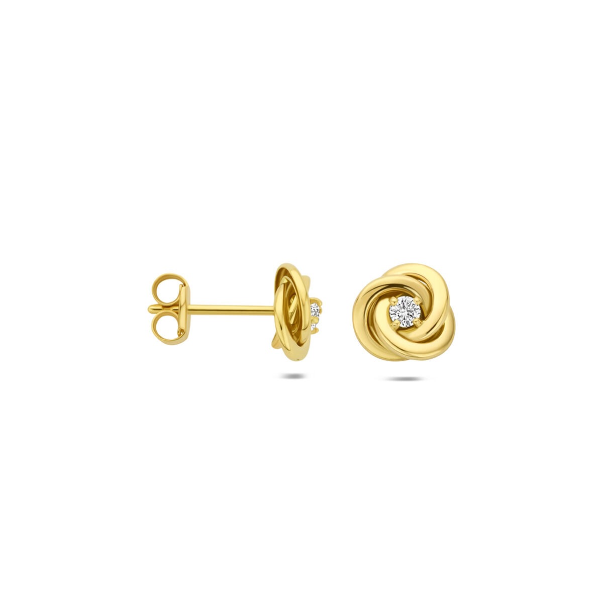puces d'oreilles en or jaune 14k avec diamant lab grown 0,07 ct