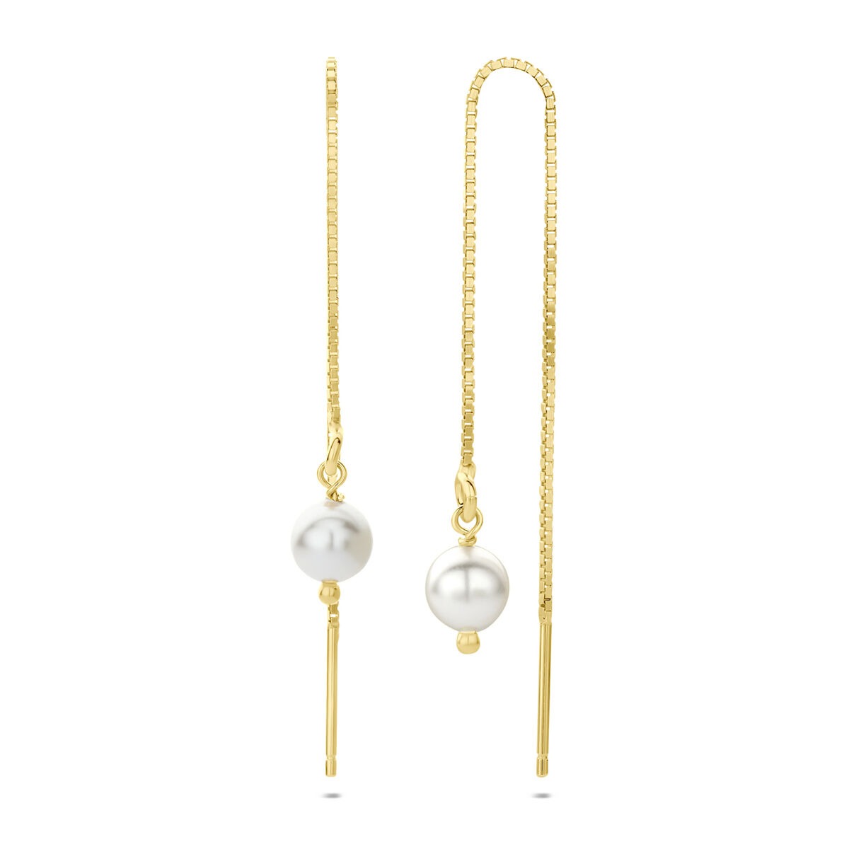 Boucles d'oreilles à tirage plaqué or argent avec perle