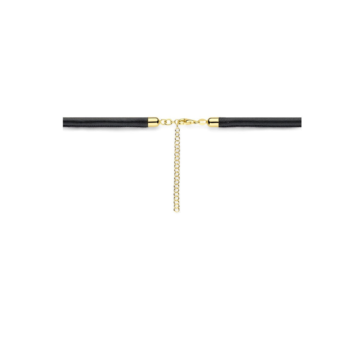 Collier plaqué or en argent avec cœur et cordon noir