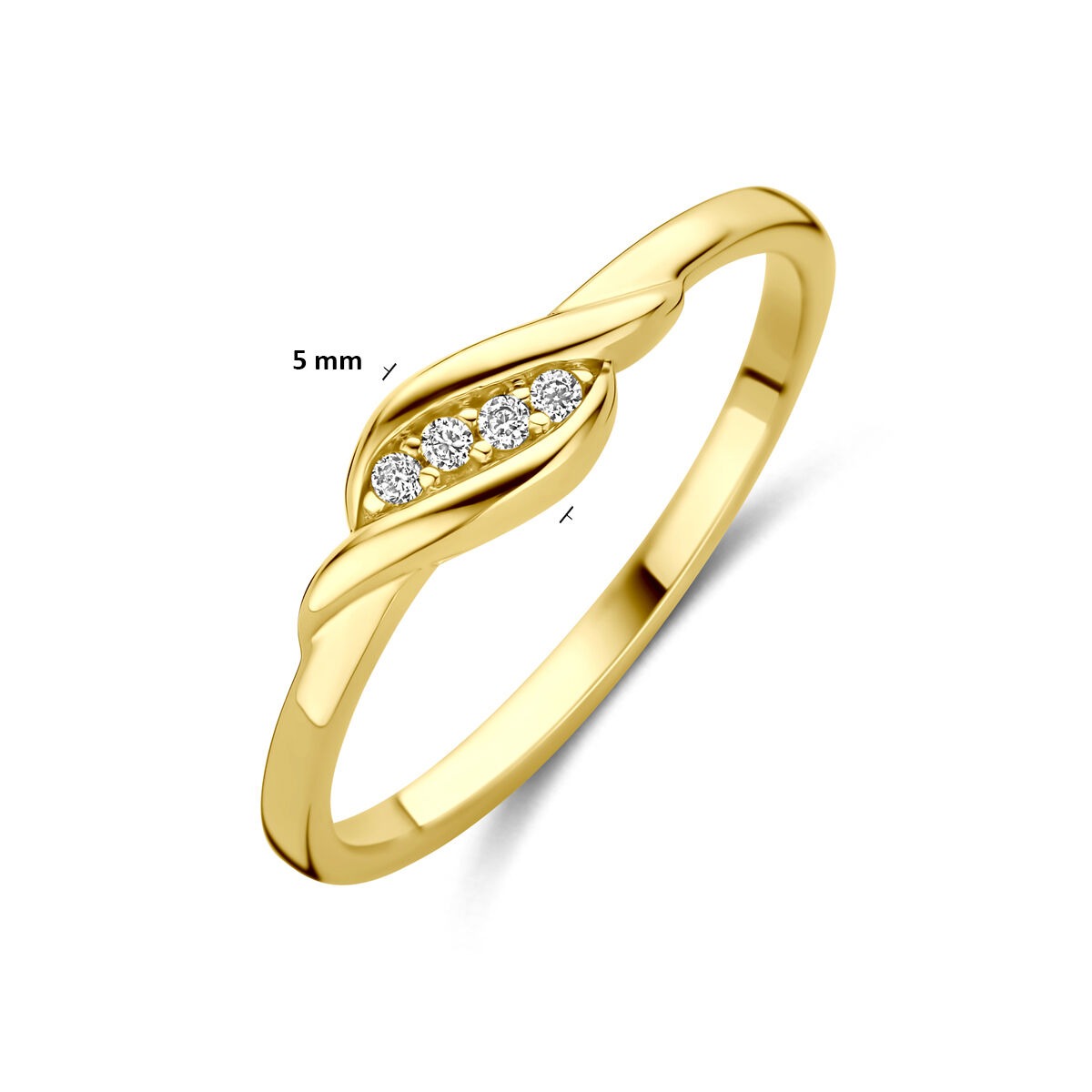 Bague en or jaune 9k avec entourage en zircone