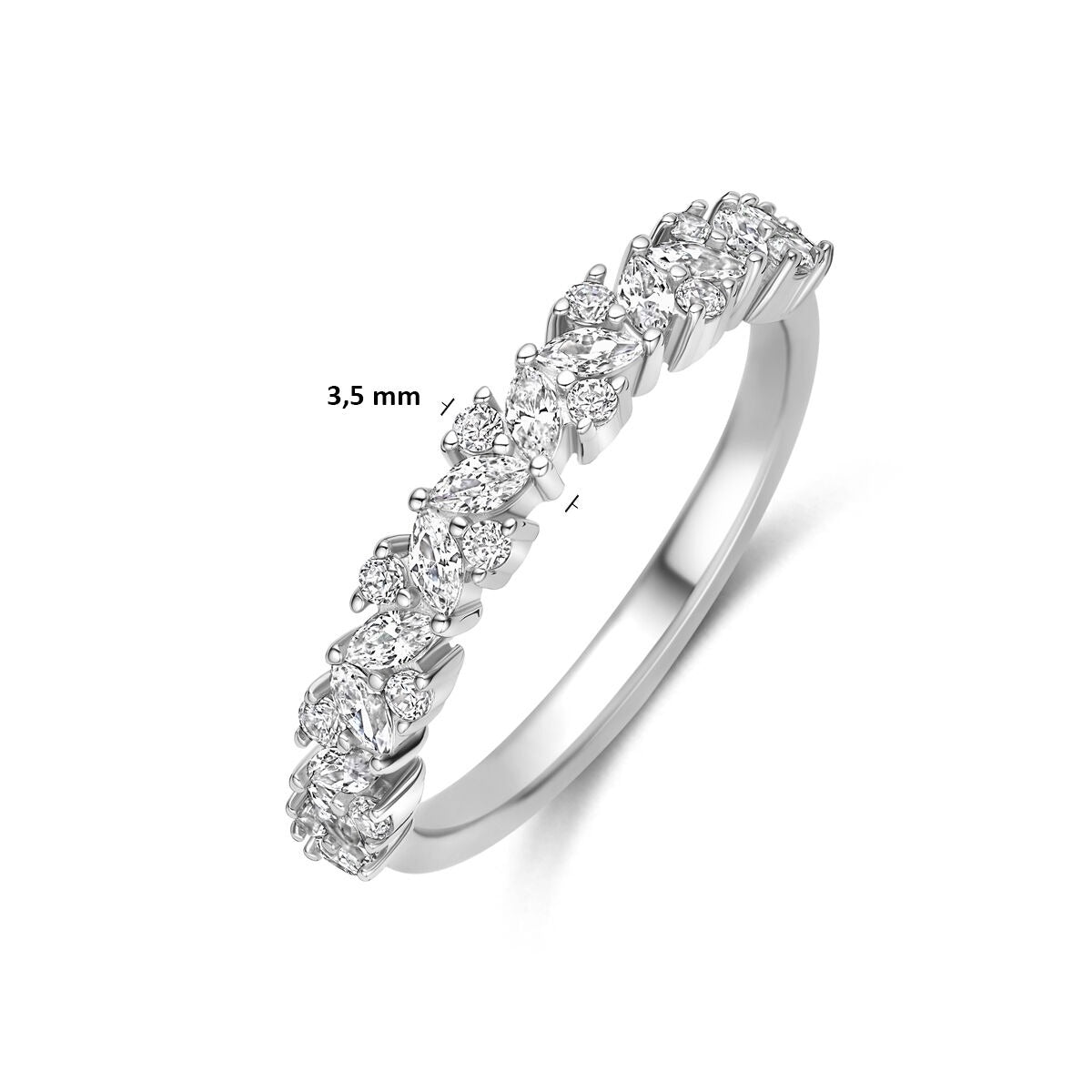 Bague en argent 925 rhodiée avec zircone 3,5 mm