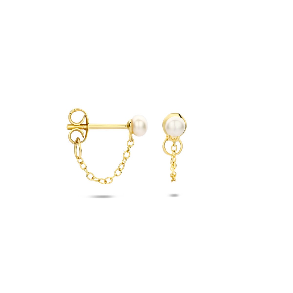 Boucles d'oreilles plaquées or avec perle – argent 925