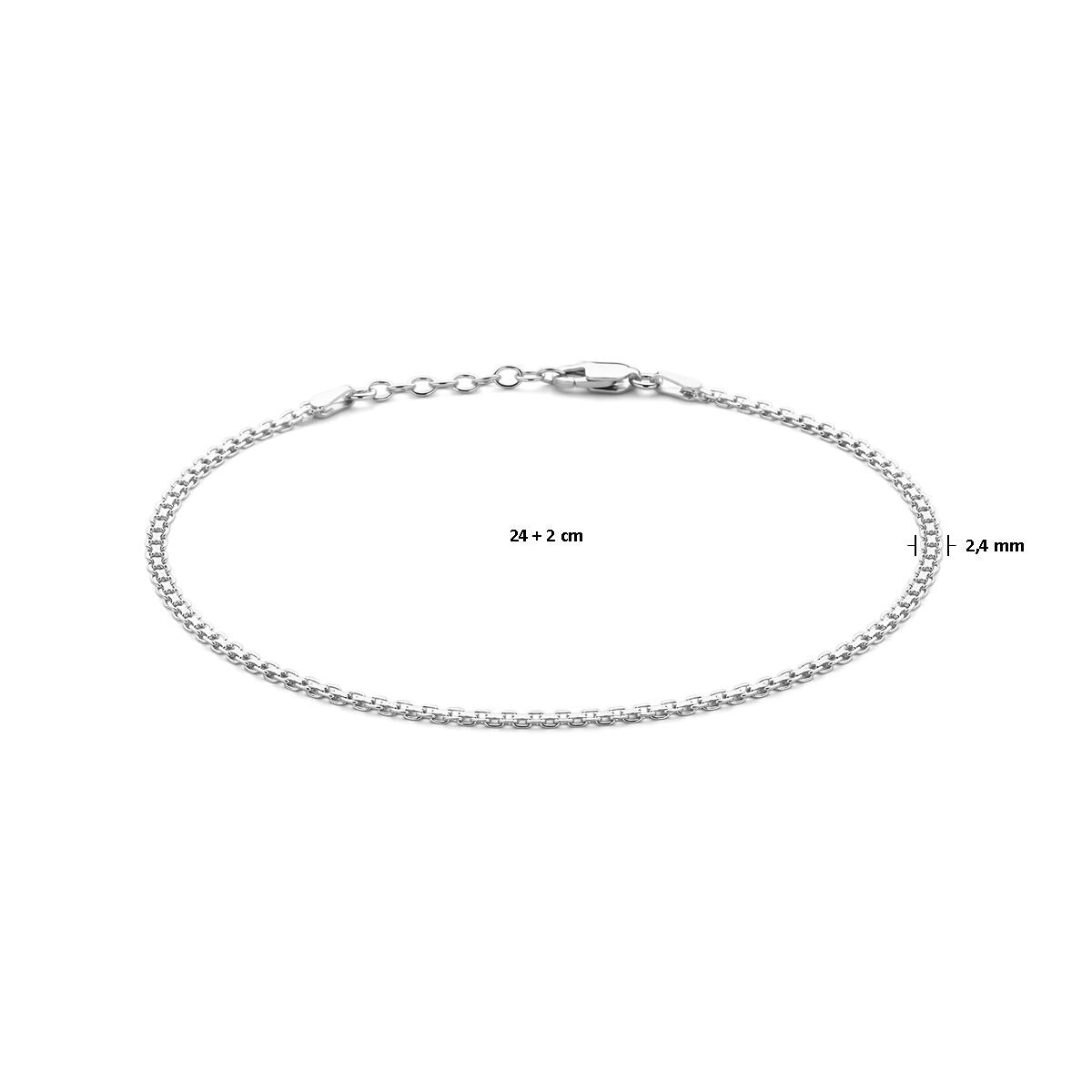 Bracelet de cheville en argent rhodié Bismarck maille