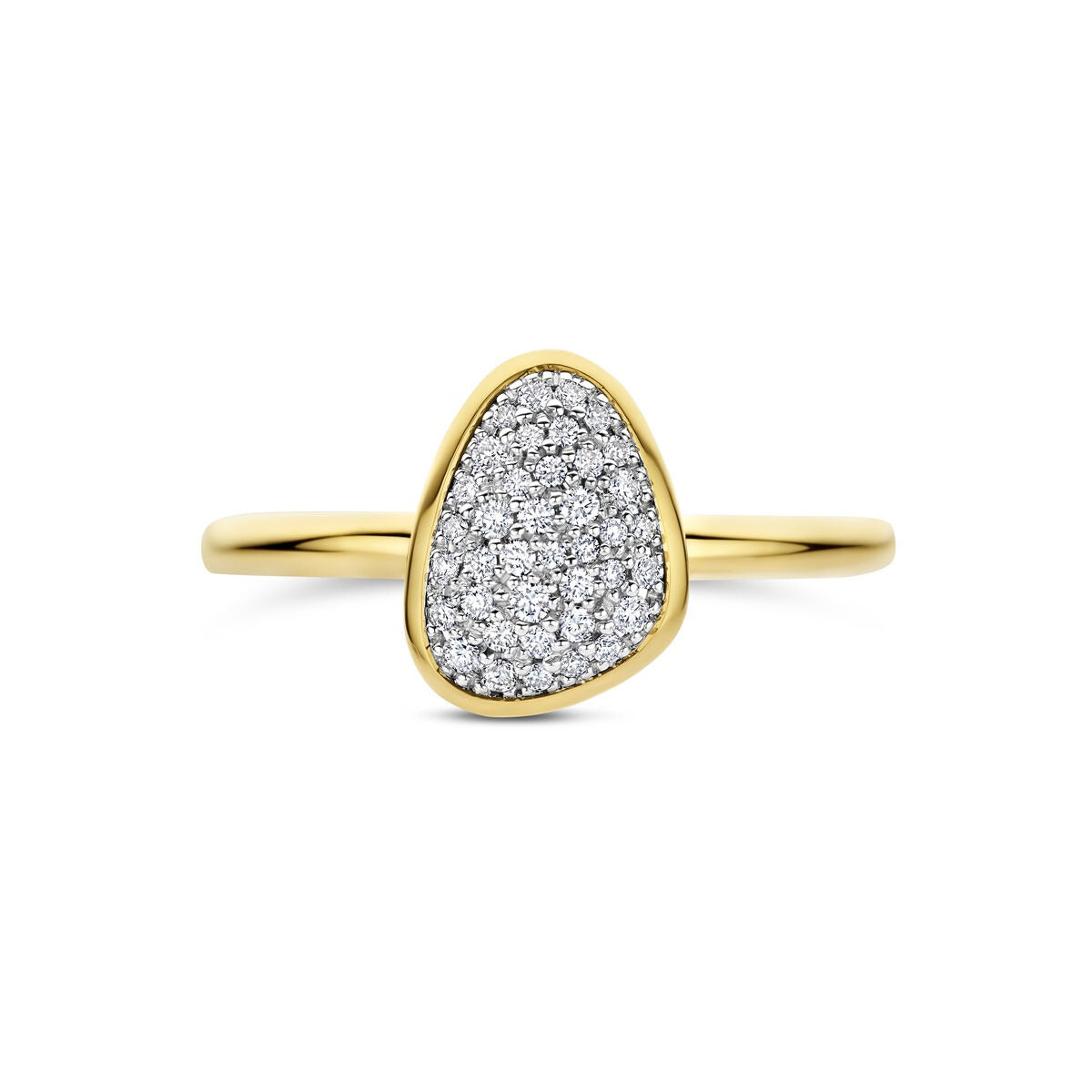 Bague pour femme bicolore en or 14k avec diamant – 10,5 x 8 mm