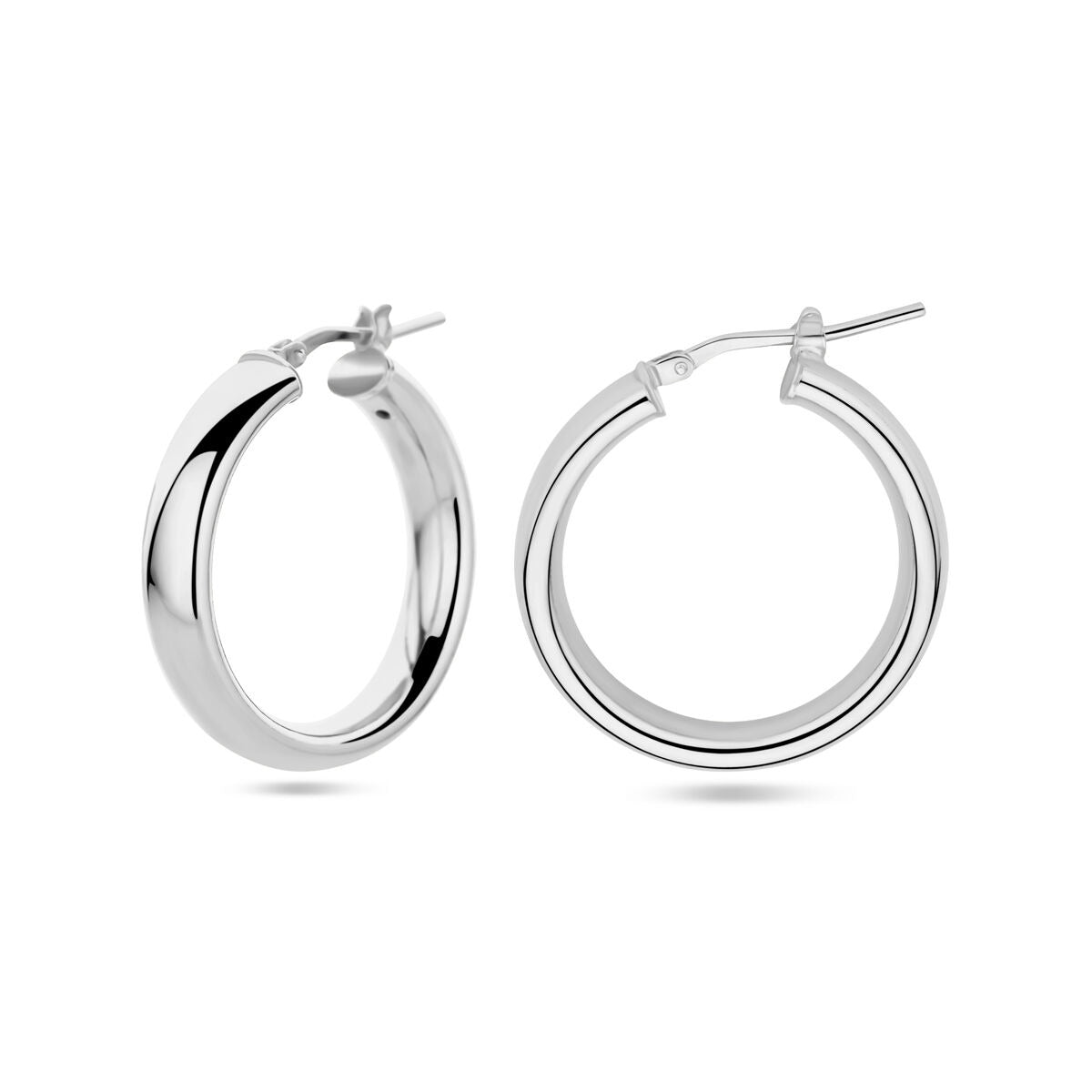 Créoles en argent rhodié demi-rondes 26 mm