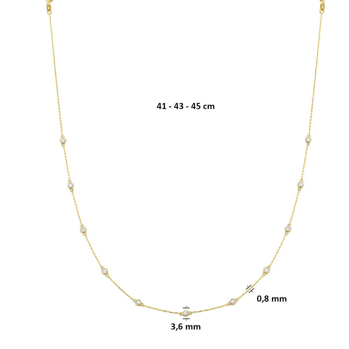 collier en or jaune 14k avec zircone