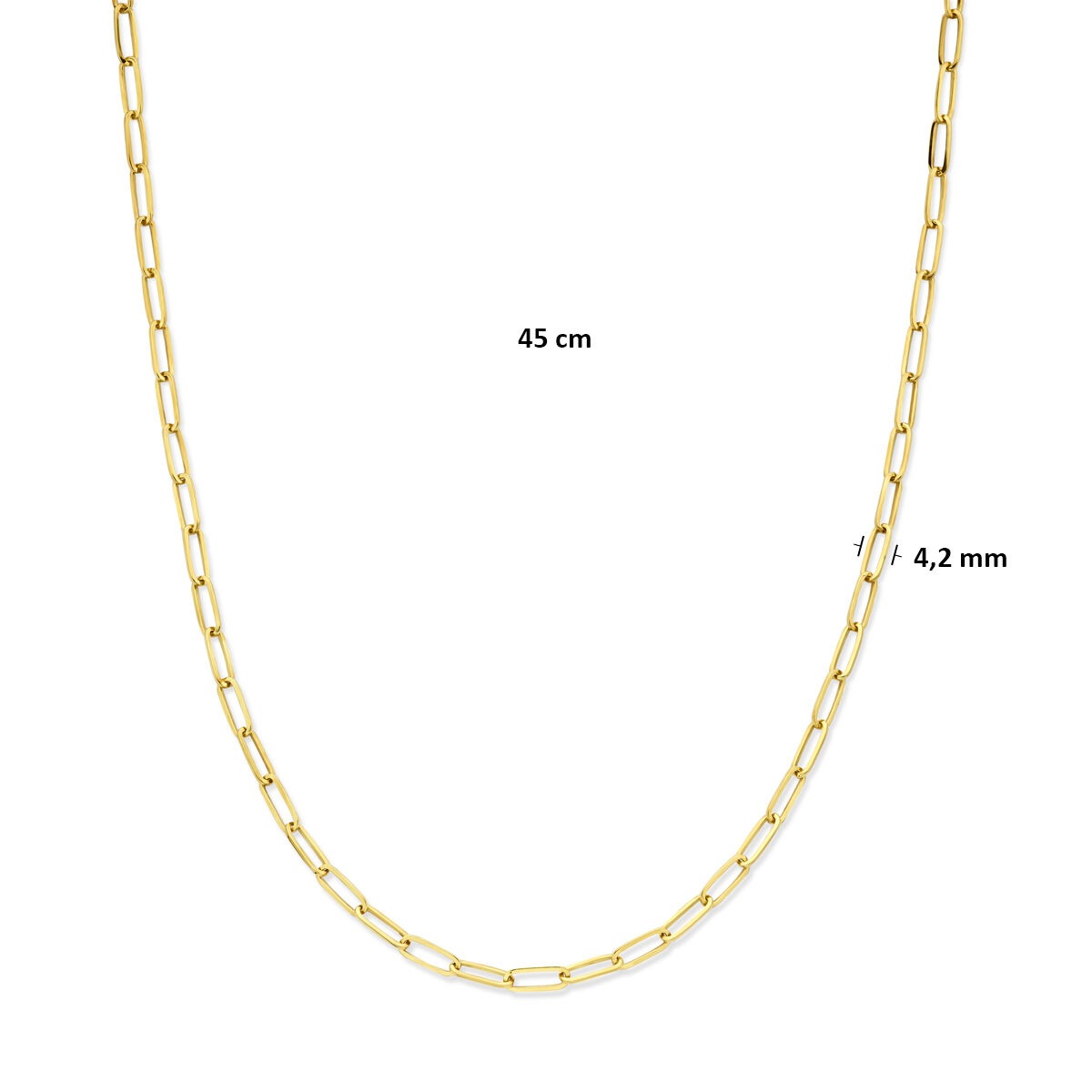 collier en or jaune 14k avec noyau en argent 45 cm