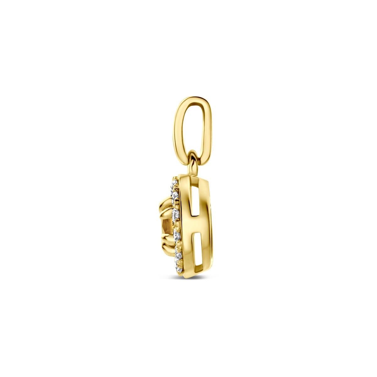 pendentif en or jaune 14k avec citrine et diamant cultivé en laboratoire