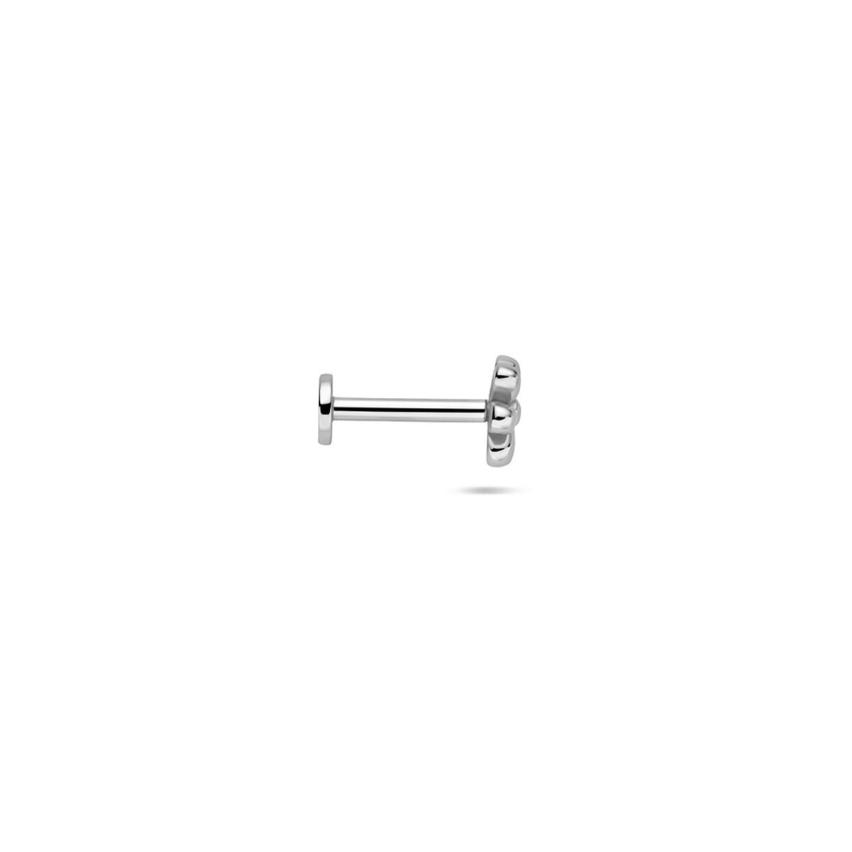 Piercing à dos plat en argent en forme de fleur – rhodié argent 925