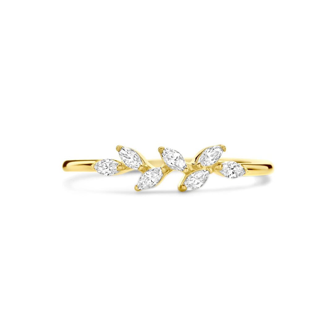 14k gouden damesring met ovale zirkonia – 4 mm