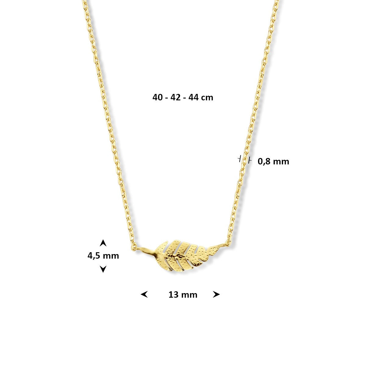 collier en or jaune ancre avec plume