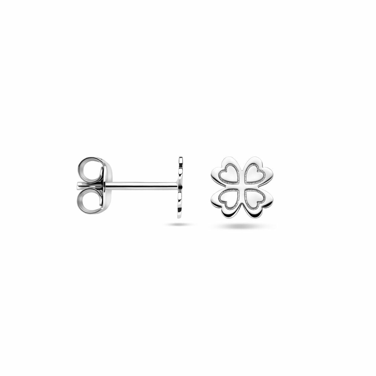 Puces d'oreilles en argent rhodié en forme de trèfle