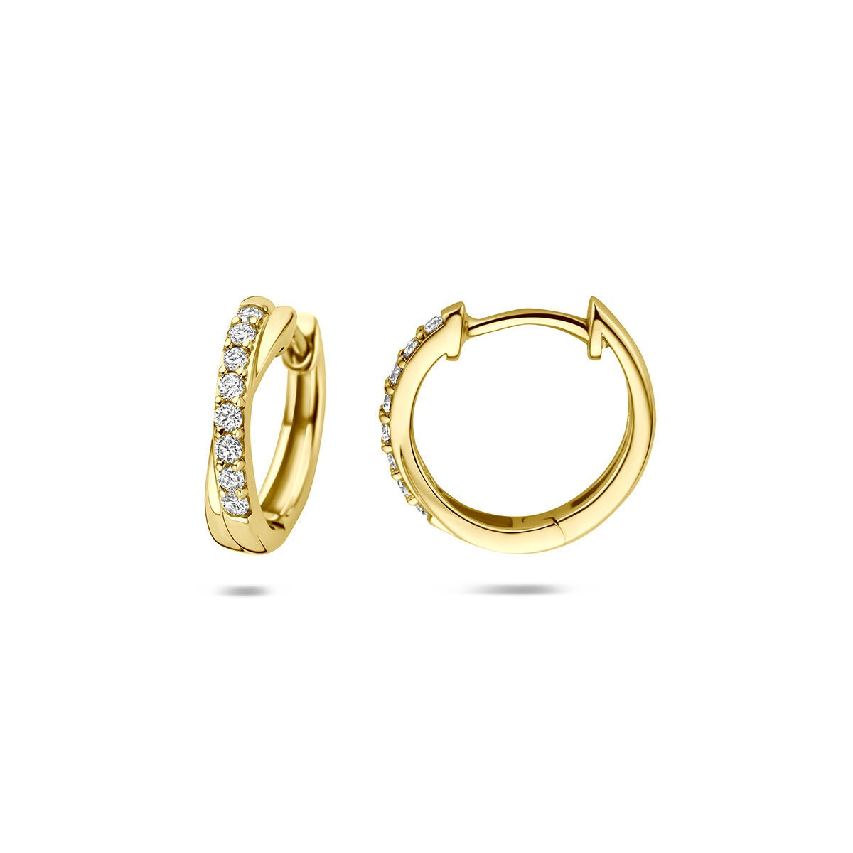 Créoles en or jaune 14k avec diamant lab grown 0,20 ct