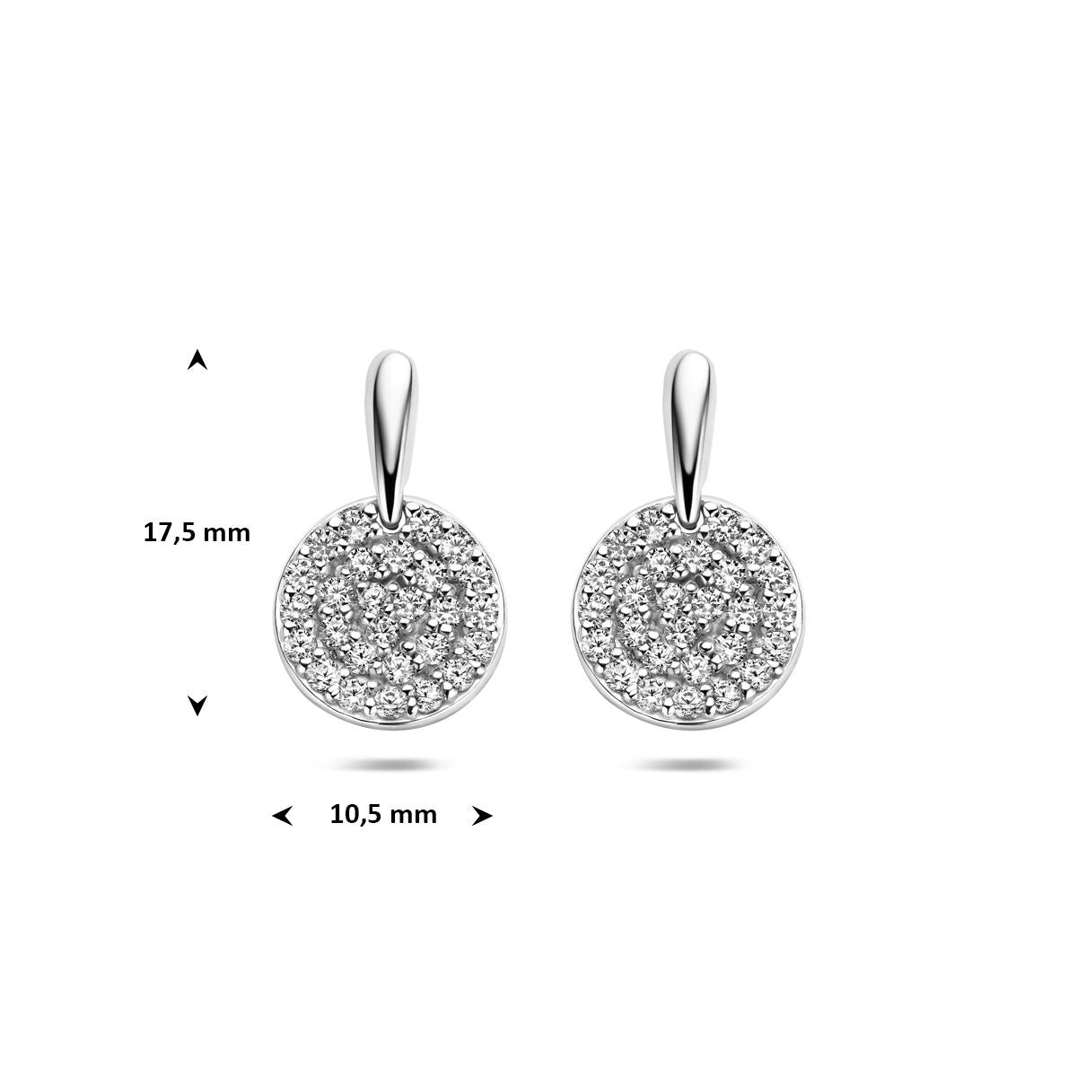 Boucles d'oreilles en argent rhodié avec pavé de zircone