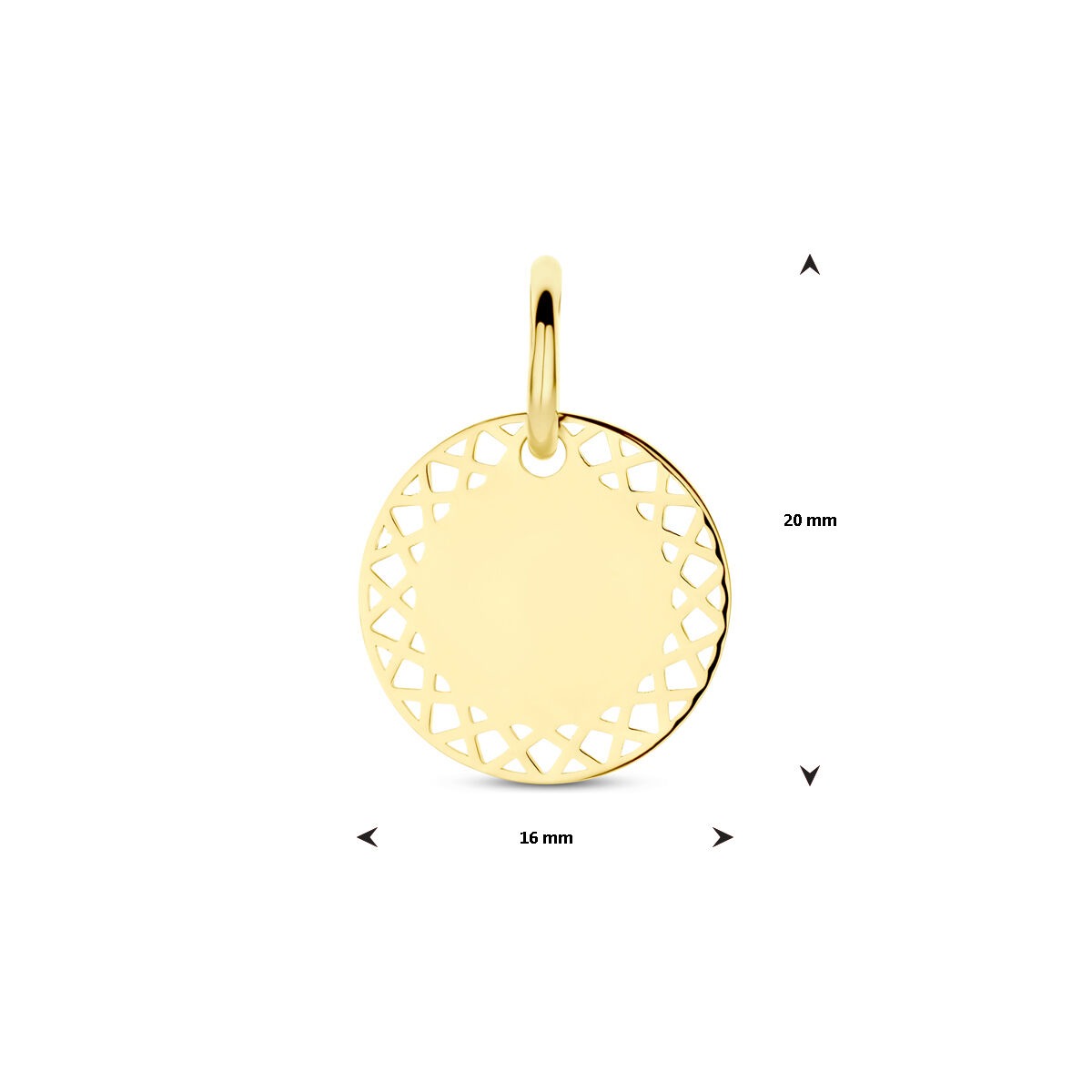 pendentif rond en or jaune 14k
