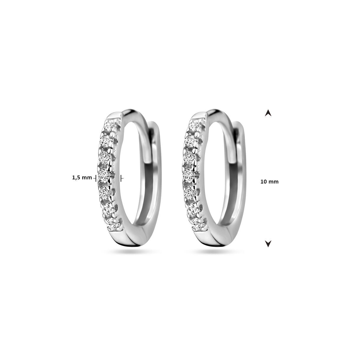 Boucles d'oreilles créoles en argent avec zircone – rhodié 925