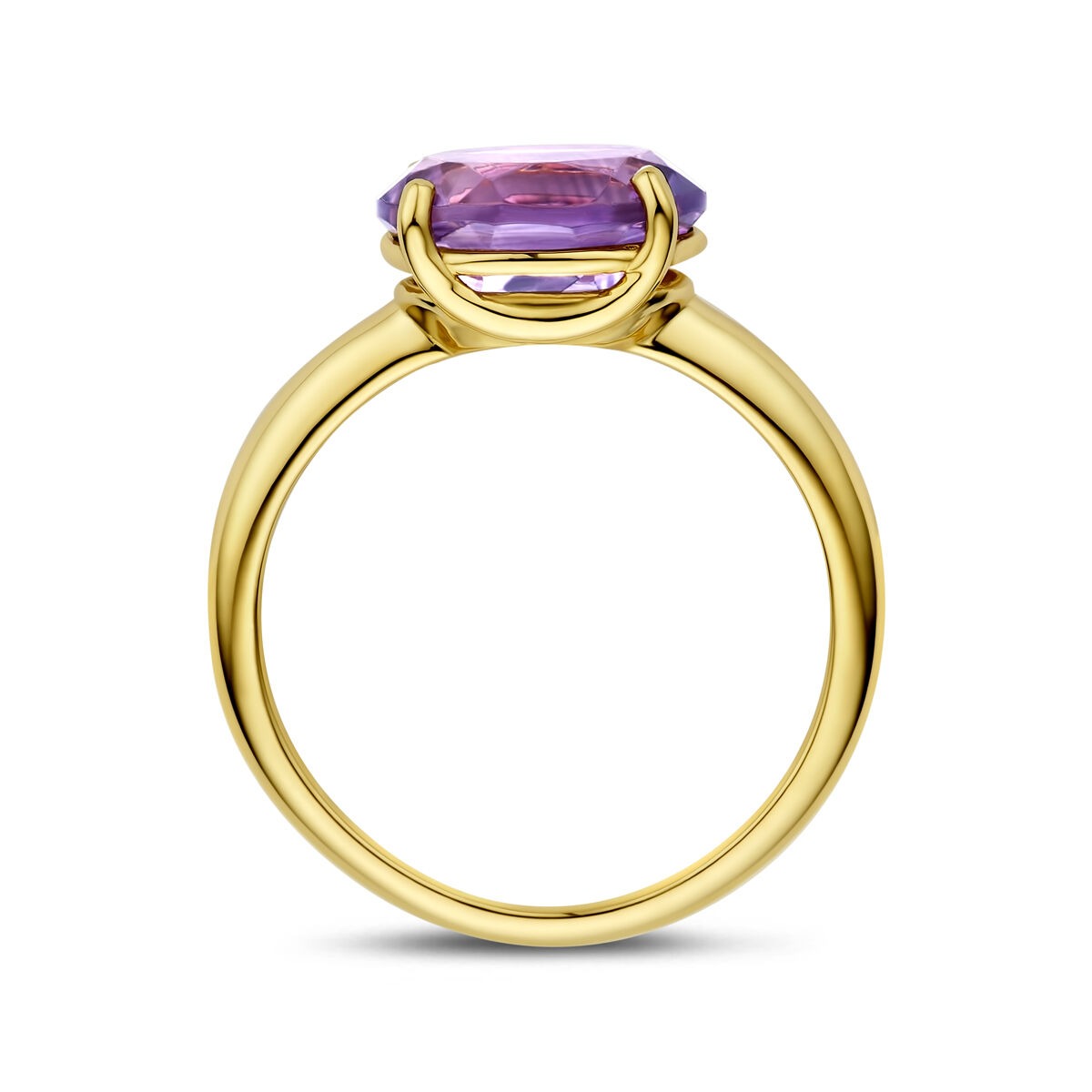 bague en or jaune 14k avec améthyste