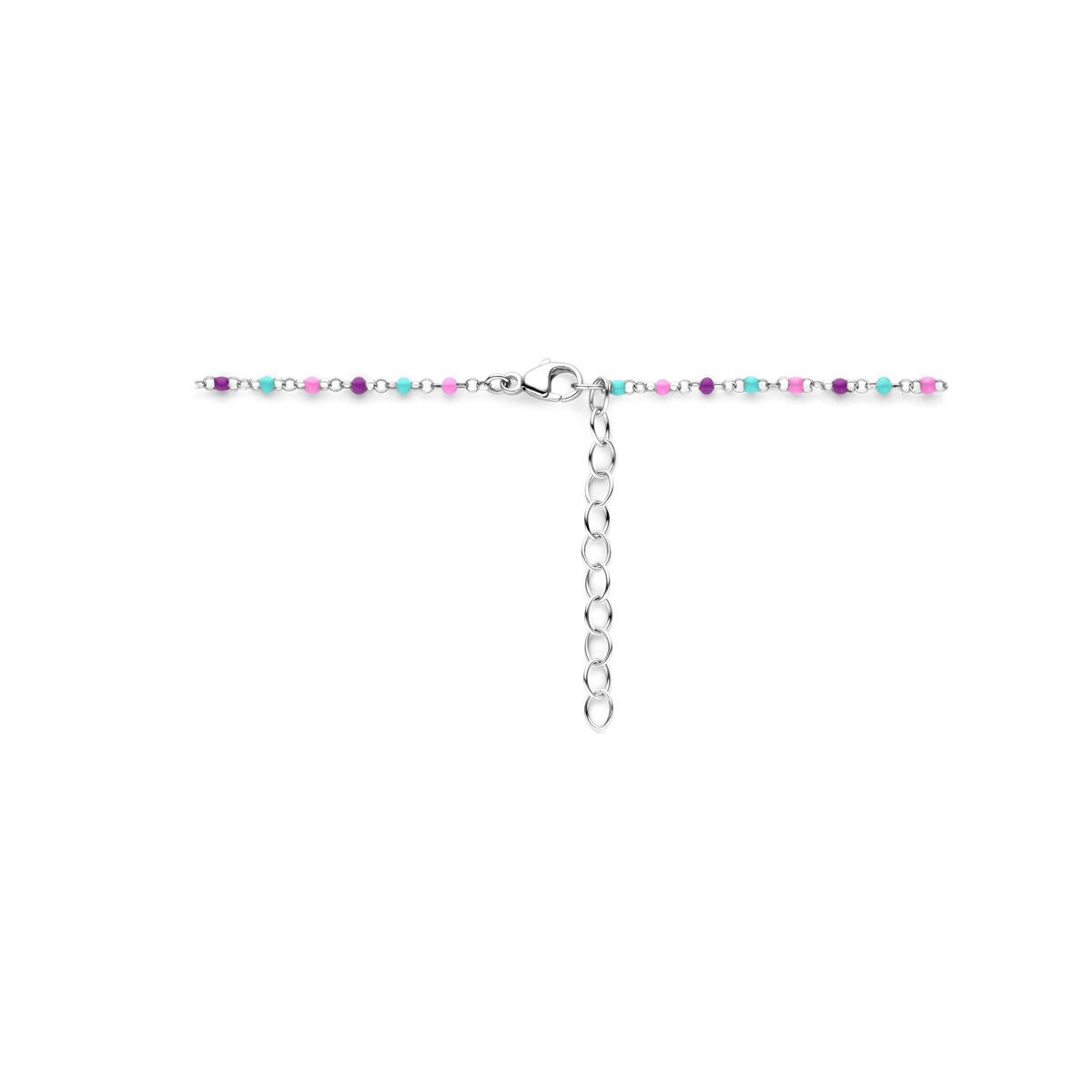 Collier pour enfant en argent rhodié avec des billes émaillées – 36-40cm