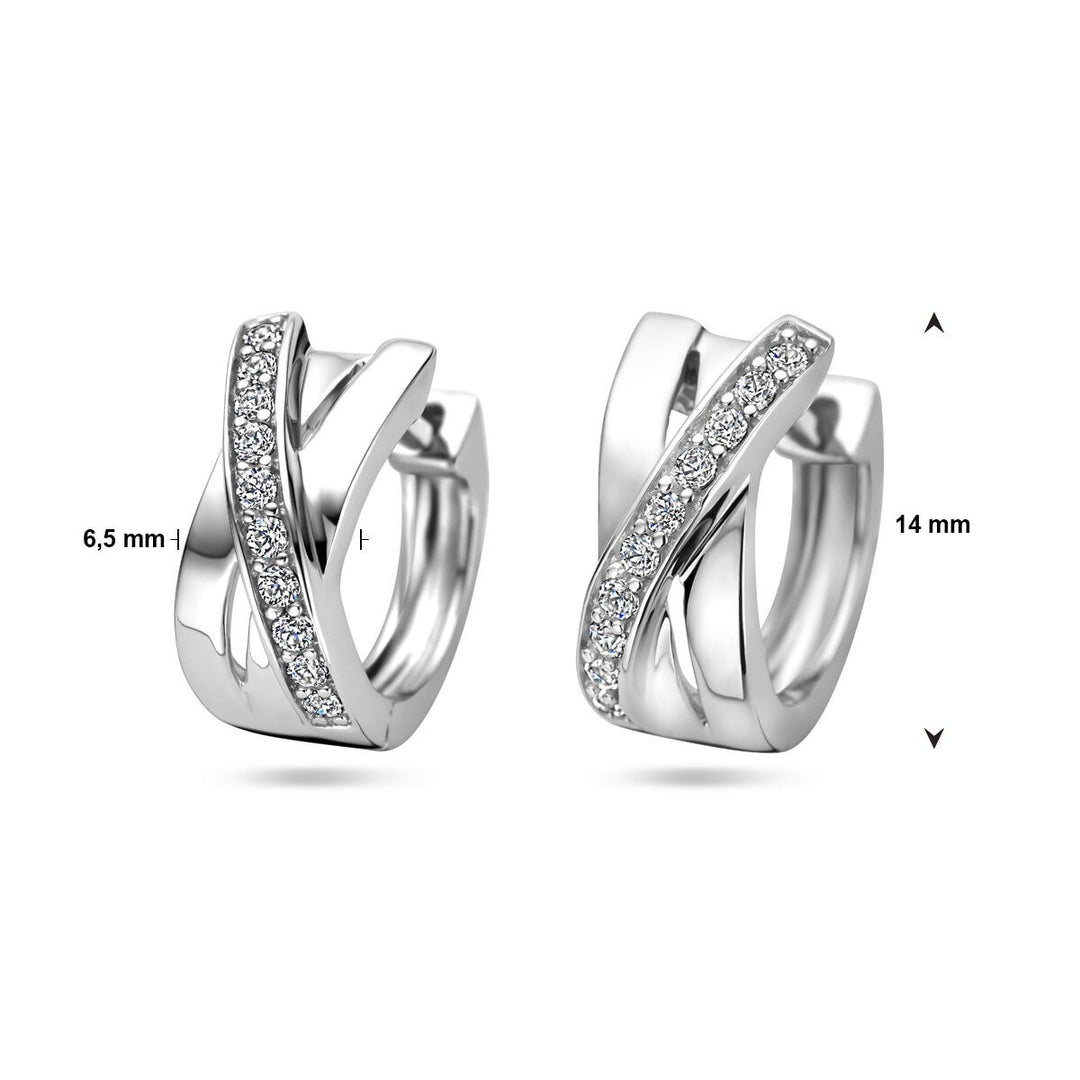 Zilveren klapoorringen met zirkonia – gerhodineerd 925 zilver (set)