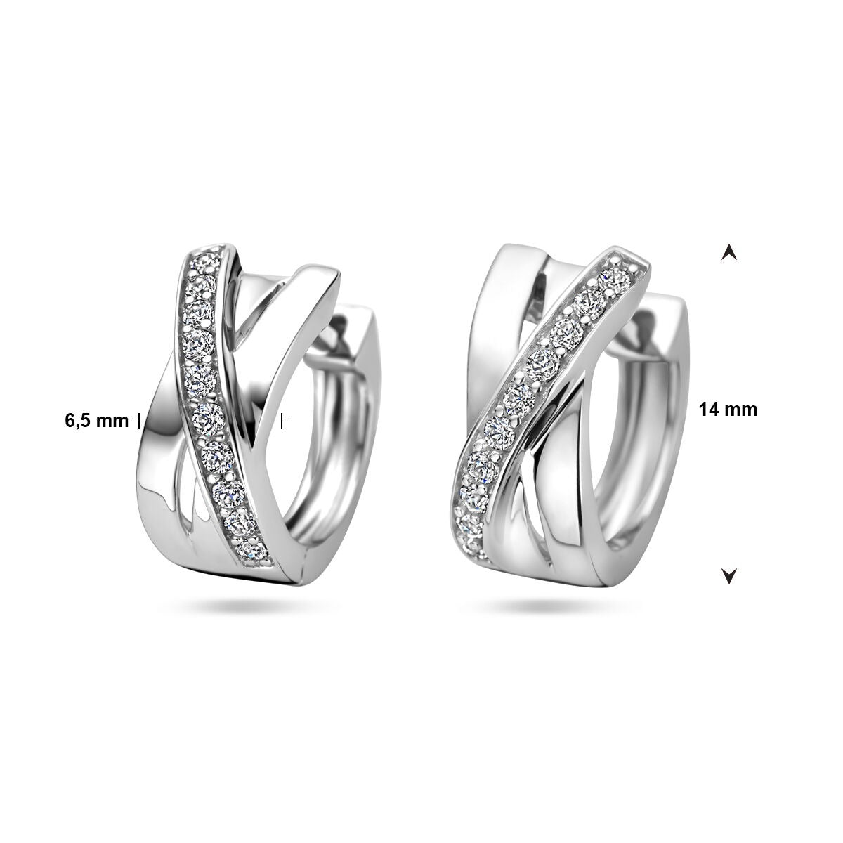 Créoles en argent avec zircone – rhodié argent 925 (ensemble)