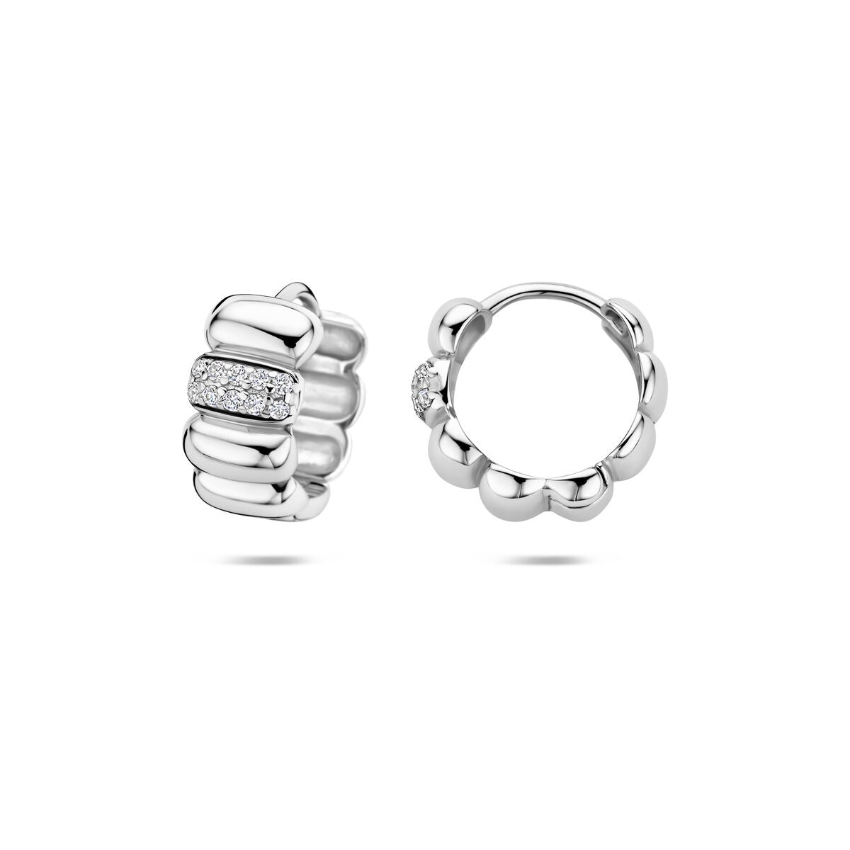 Créoles en argent rhodié avec zircones