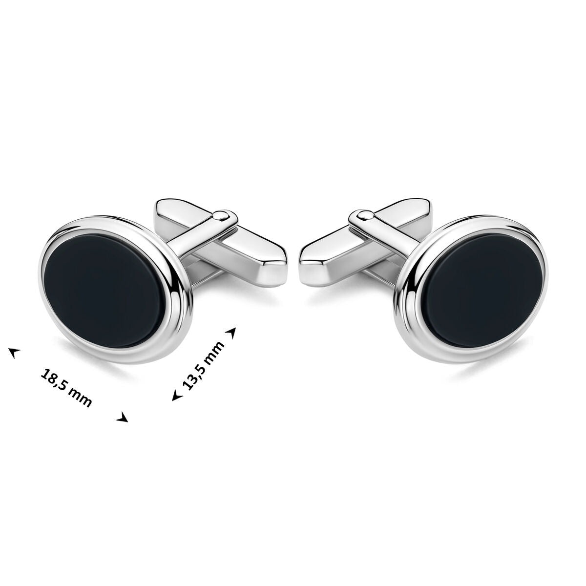 Boutons de manchette en argent 925 rhodiés avec onyx