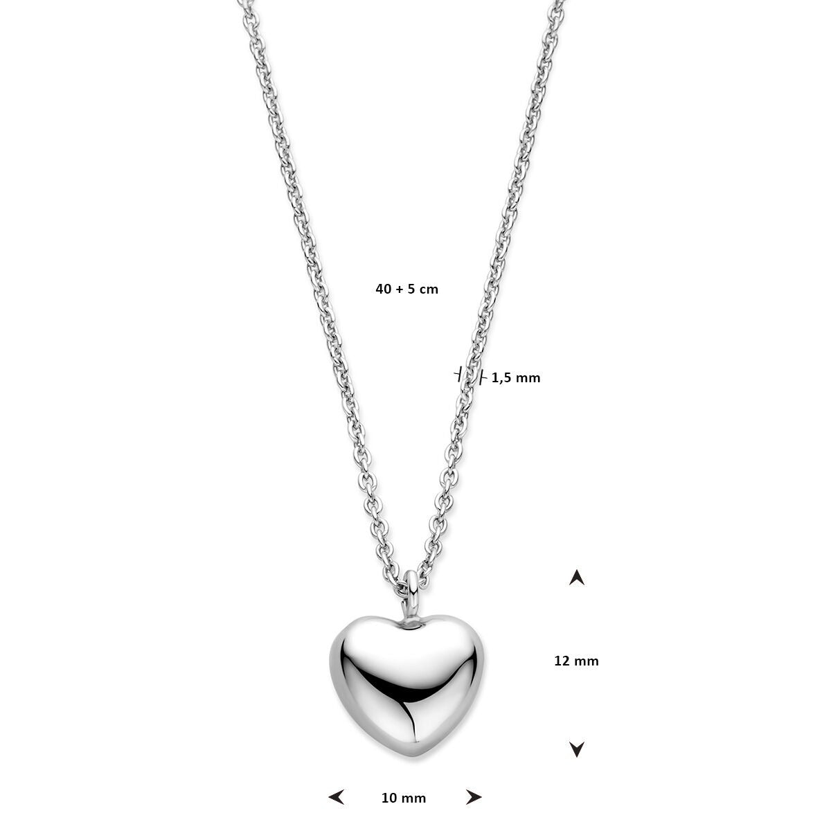 Collier en argent avec cœur – collier rhodié