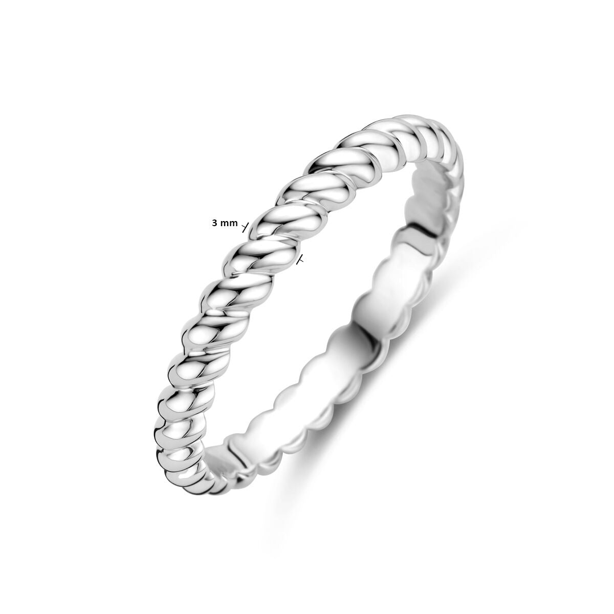 Bague pour femme en argent rhodié 925, 3mm