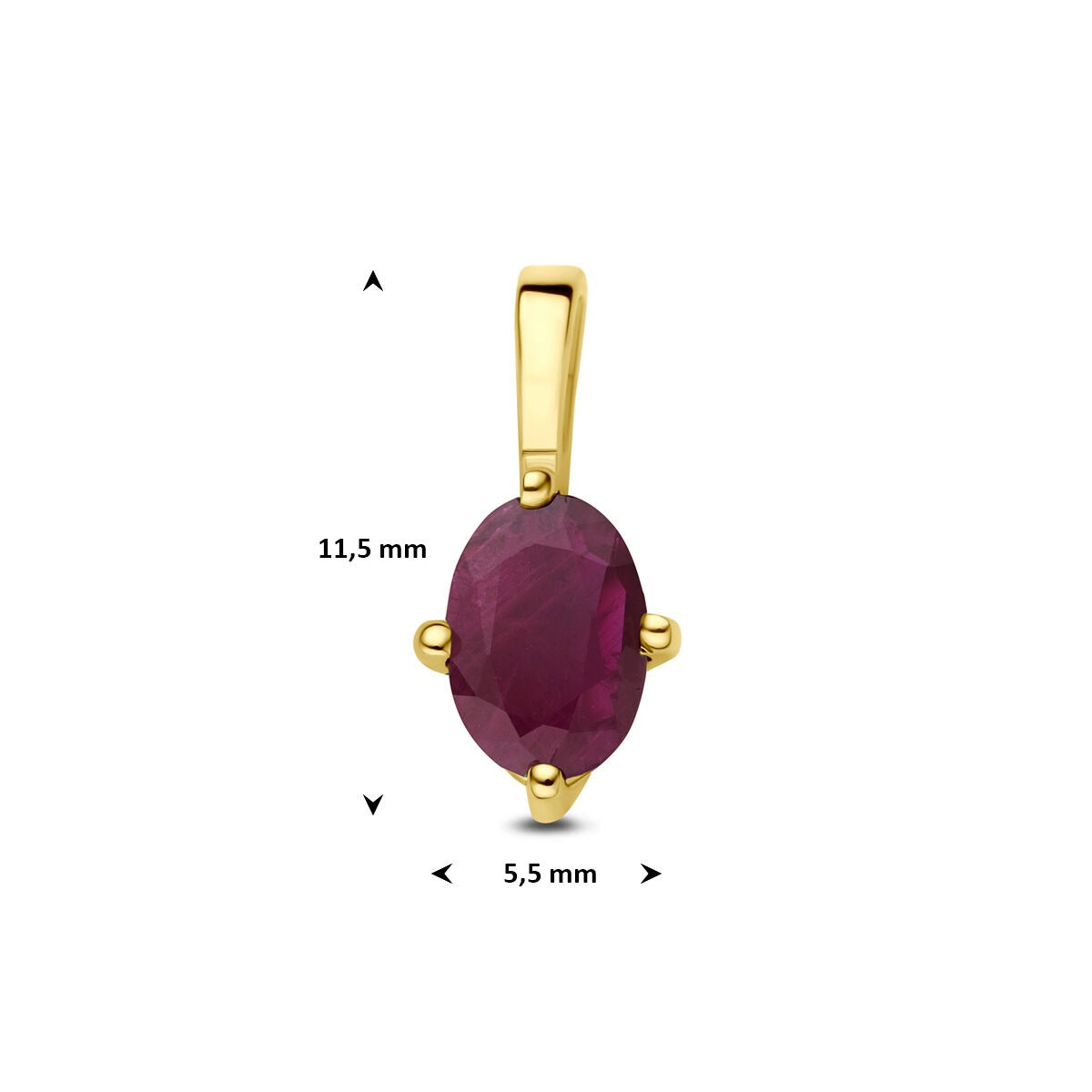 pendentif en or jaune 14k avec rubis