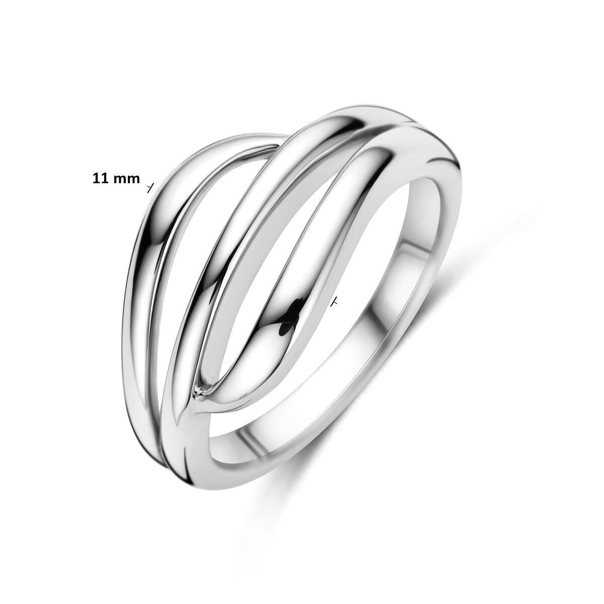 Bague pour femme en argent rhodié – 11 mm de large
