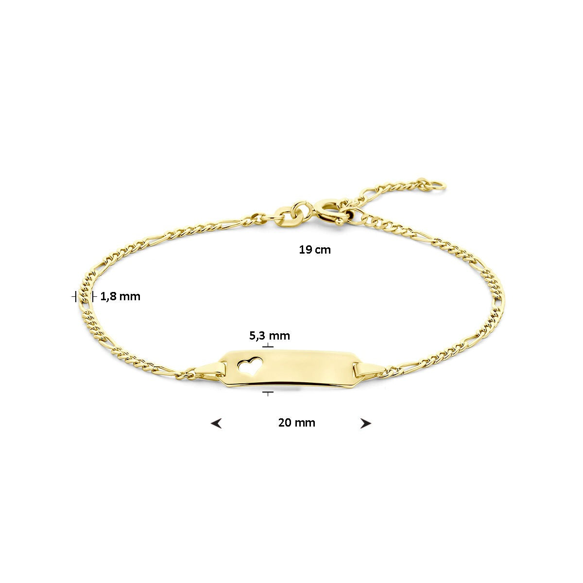 Bracelet en or jaune 14k avec plaque gravée