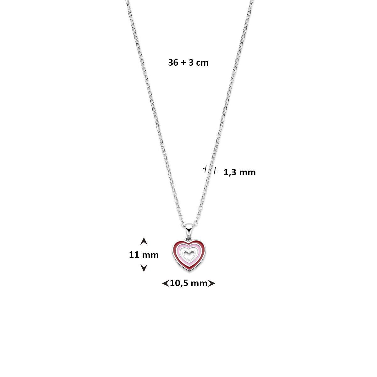 Collier pour enfant en argent avec cœur – rhodié argent 925 36 + 3 cm