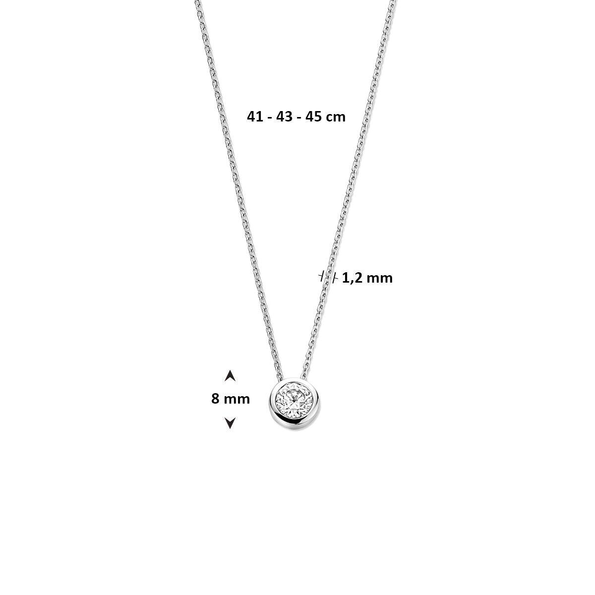 Collier en argent avec pendentif en zircone – collier rhodié pour femme en style solitaire