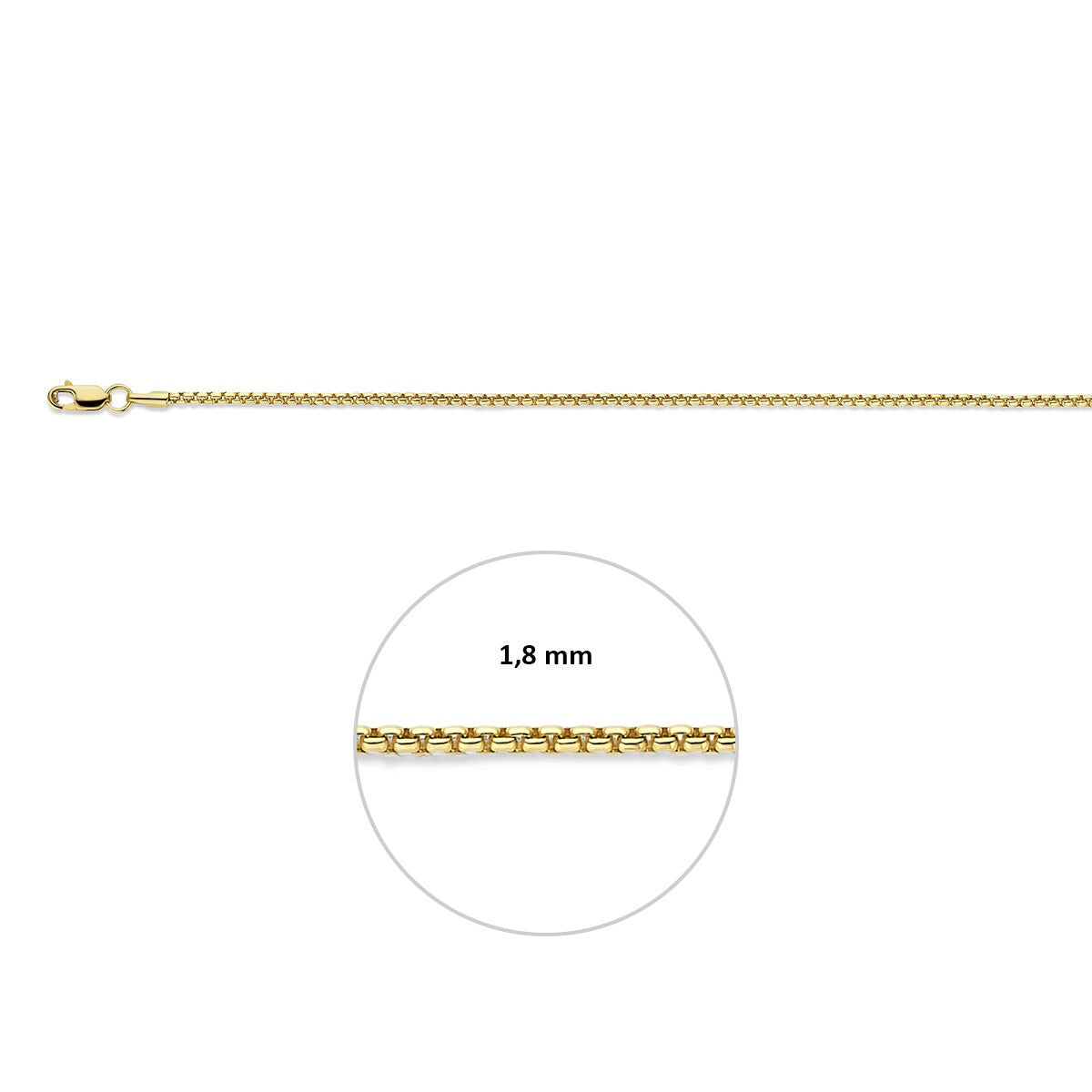 Collier vénitien en or jaune 14k avec noyau en argent 45 cm
