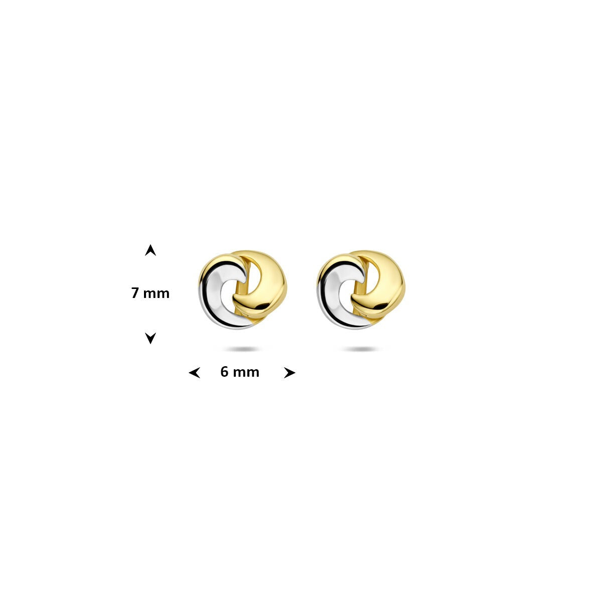 Puces d'oreilles bicolores avec nœud – or blanc et or jaune 14k